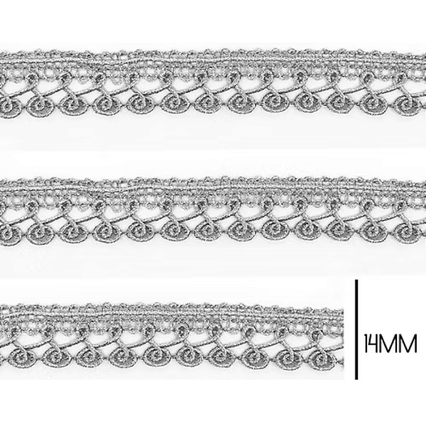 Galão NYBC Metalizado 14mm Prata 20m