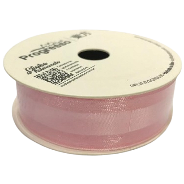Fita de Voal VCE 005 Progresso 22mm Cor 206- Rosa Claro