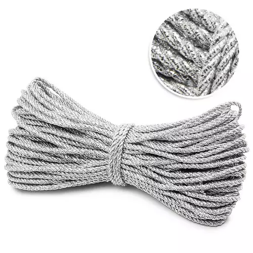 Cordão São Francisco Metalizado São José Ref.001/06 3,5mm com 20mts Cor-22 Prata