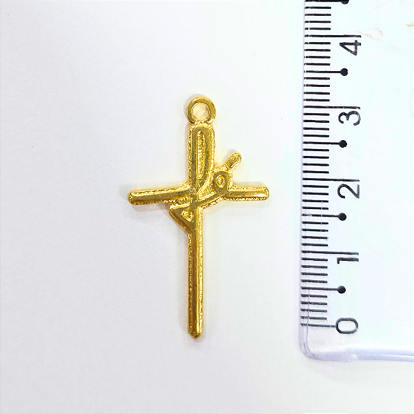 Pingente Cruz Fundição Cor-Dourado Unidade Ref 2930