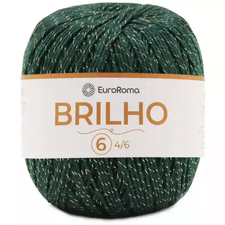 Barbante EuroRoma Brilho Ouro n°6 400g Cor -804 Verde Musgo