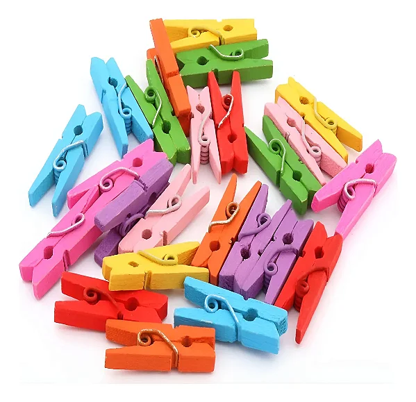 Mini Prendedor de Madeira Cor-Sortido 2,5 cm - 100 Unidades