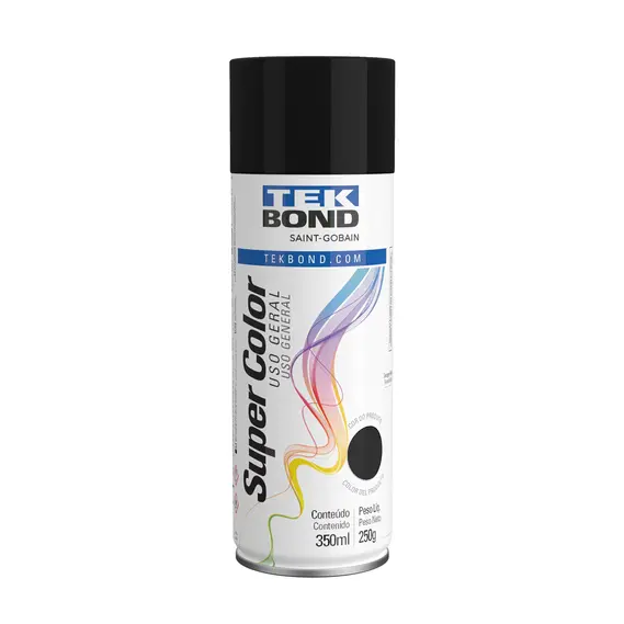 Tinta Spray Tekbond Super Color Preto Fosco 350ml
