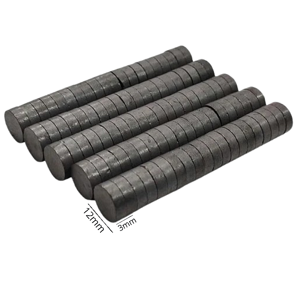 Imã 12x3mm Preto 100 Unidades