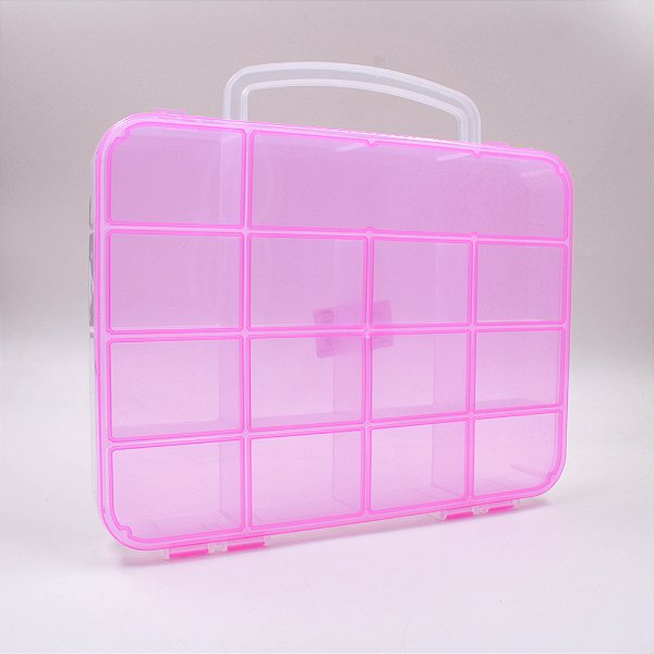 Maleta Organizadora C/14 Divisórias-Cor-Transparente Rosa