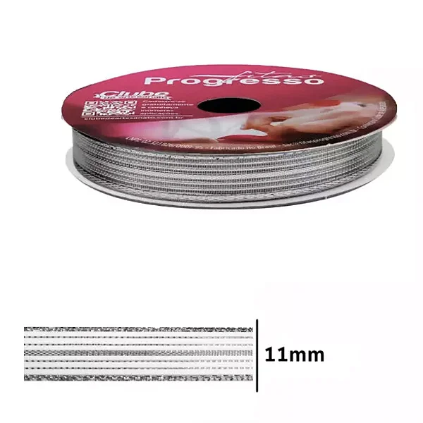 Fita Metalizada Progresso M007-11 mm 10 metros Cor-218-Prata