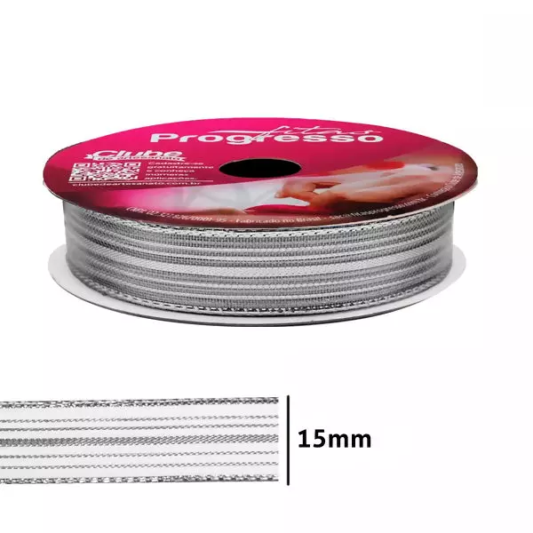 Fita Metalizada Progresso M007-15 mm 10 metros Cor-218-Prata