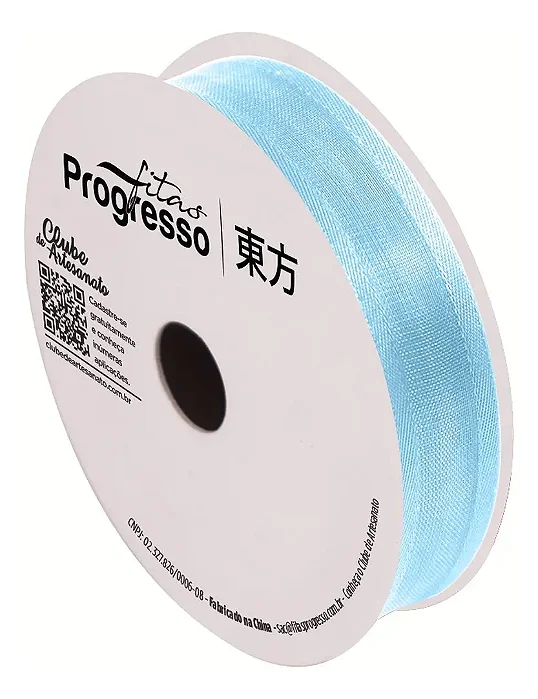 Fita de Voal com Borda Acetinada ZC 003 Progresso 15mm Cor 212 Azul Bebe