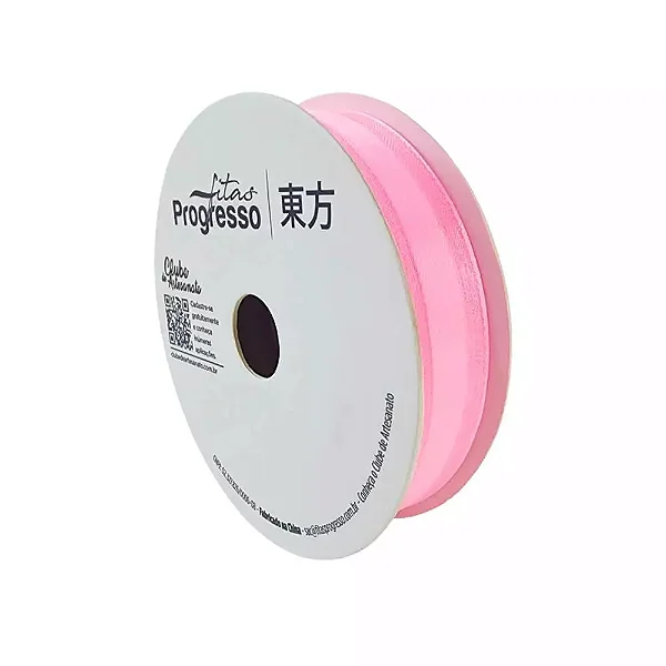 Fita de Voal com Borda Acetinada ZC 003 Progresso 15mm Cor 240 Rosa Escuro