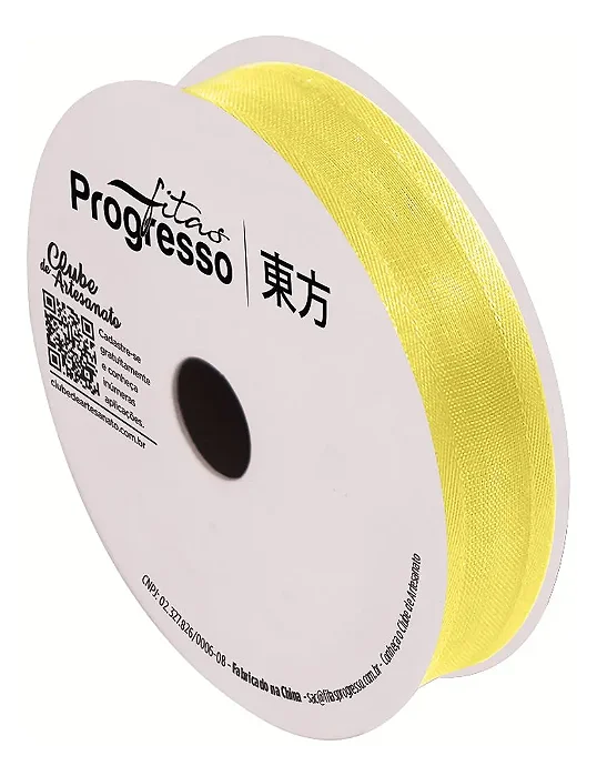 Fita de Voal com Borda Acetinada ZC 003 Progresso 15mm Cor 763 Amarelo Gema
