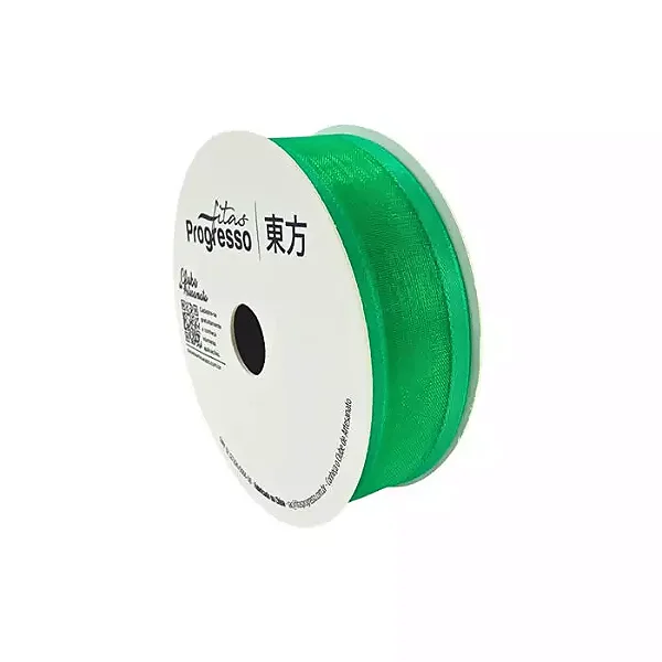 Fita de Voal com Bordas Acetinada ZC 005 Progresso 22mm Cor 217 Verde Bandeira