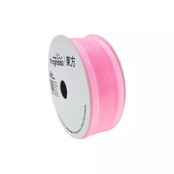 Fita de Voal com Bordas Acetinada ZC 005 Progresso 22mm Cor 240 Rosa Escuro