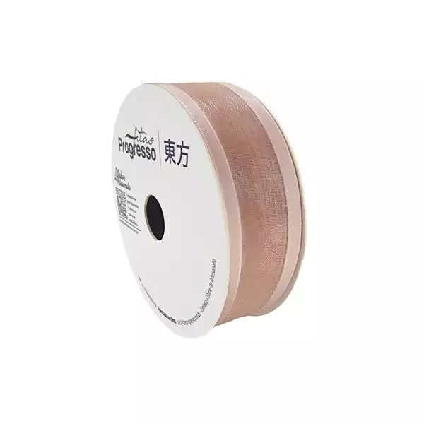 Fita de Voal com Bordas Acetinada ZC 005 Progresso 22mm Cor 971 Chocolate