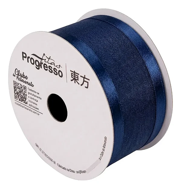 Fita de Voal com Bordas Acetinada ZC 009 Progresso 38mm Cor 215 Azul Marinho