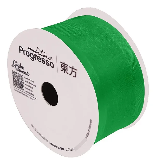 Fita de Voal com Bordas Acetinada ZC 009 Progresso 38mm Cor 217 Verde Bandeira