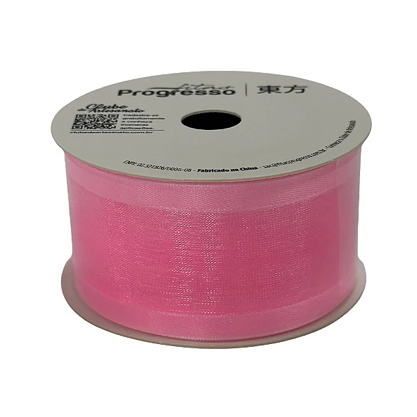 Fita de Voal com Bordas Acetinada ZC 009 Progresso 38mm Cor 240 Rosa Escuro