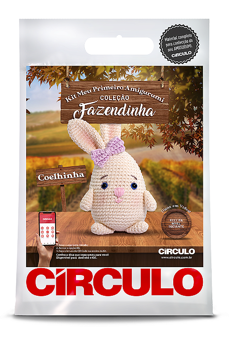 Kit Meu Primeiro Amigurumi Coleção Fazendinha Circulo 01 - Coelhinha