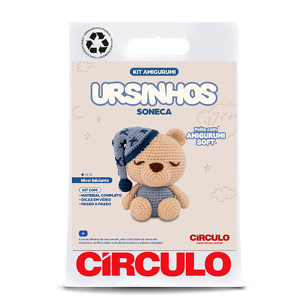 Kit Amigurumi Ursinhos Círculo 05 - Soneca
