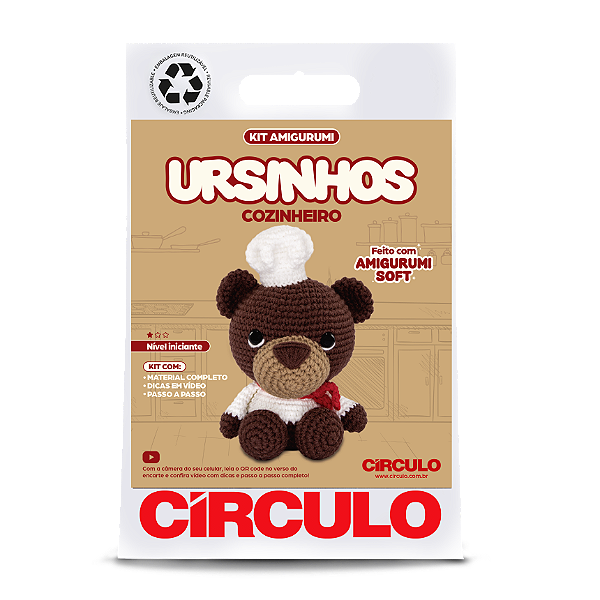 Kit Amigurumi Ursinhos Círculo 01 - Cozinheiro
