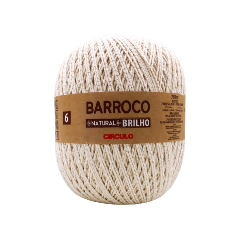Barbante Barroco Natural Brilho Prata nº6 700g Prata