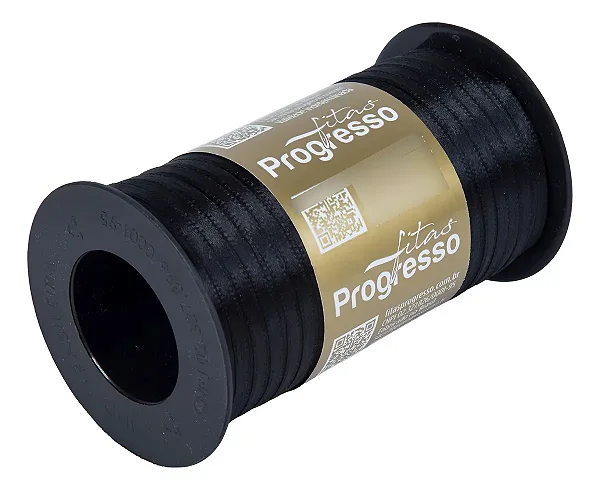 Fita de Cetim T900/000 4mmx100m COR 219 Preto Fitas Progresso