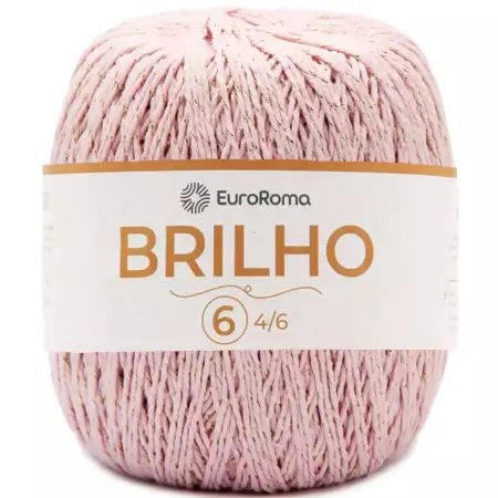 Barbante EuroRoma Brilho Ouro Cor 510 Rosa Bebe n°6 400g