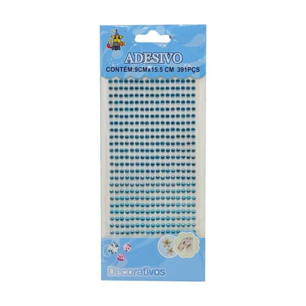 Cartela Adesiva Strass 391 Pçs 4mm Cor Azul