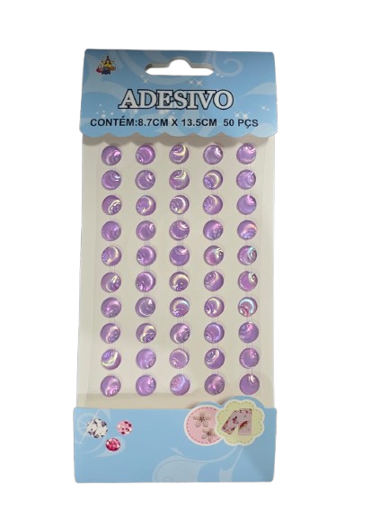 Cartela Adesiva Concha Plástica 50pçs Cor Lilas Irisada