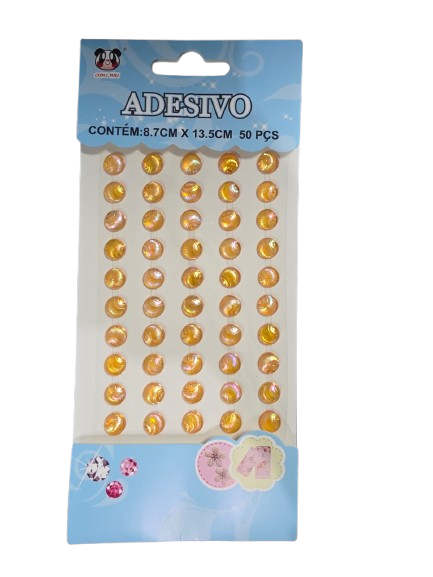 Cartela Adesiva Concha Plástica 50pçs Cor Dourado Irisada