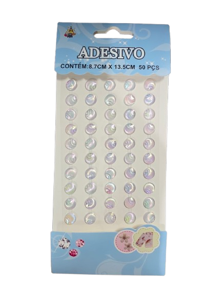 Cartela Adesiva Concha Plástica 50pçs Cor Branco Irisada