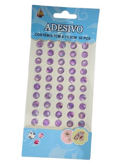 Cartela Adesiva Sereia Plástica 50pçs Cor Lilas Irisado