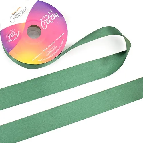 Fita de Cetim Cinderela N.02 10mm com 50mts Cor 150 Verde Amazonas