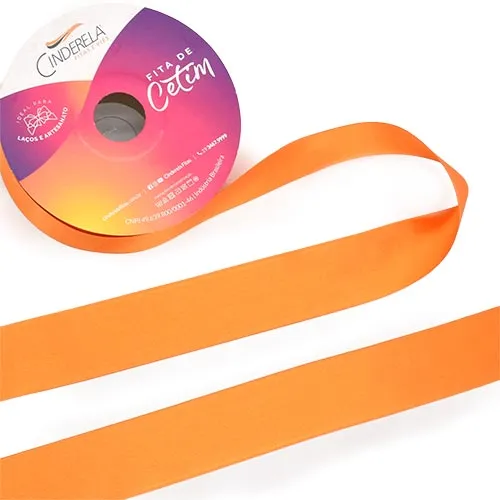 Fita de Cetim Cinderela N.03 15mm com 50mts Cor 37 Laranja