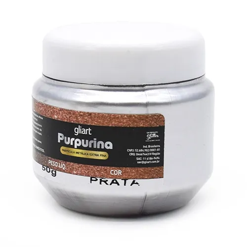 Purpurina Em Pó 50g Cor-Prata