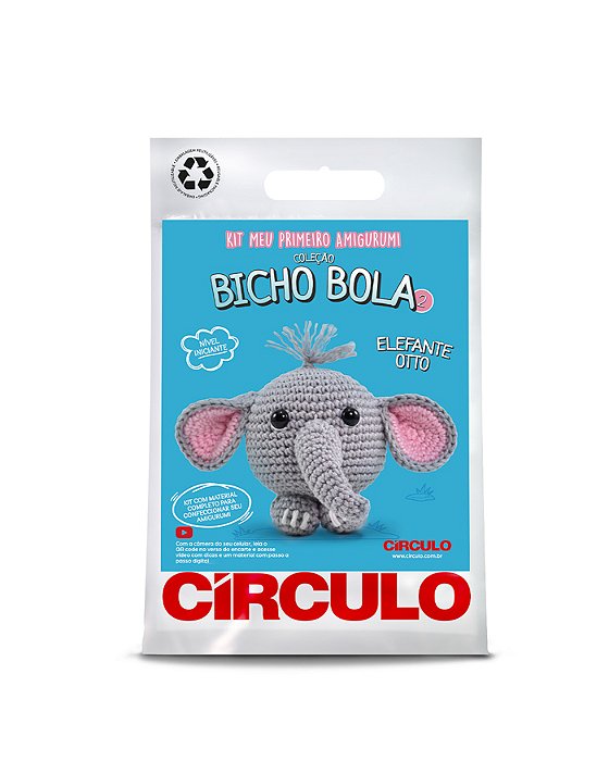 Kit Amigurumi Coleção Bicho Bola - Elefante Otto