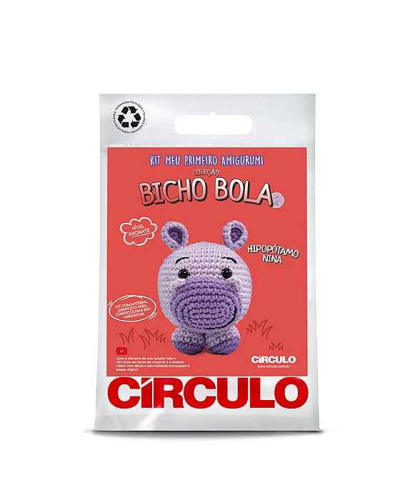 Kit Amigurumi Coleção Bicho Bola - Hipopótamo Nina