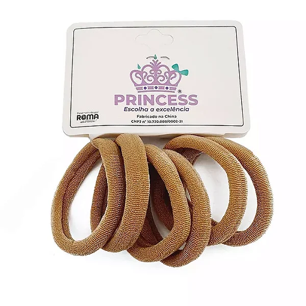 Elástico de Cabelo Xuxinha 3cm Bege 6 unid.