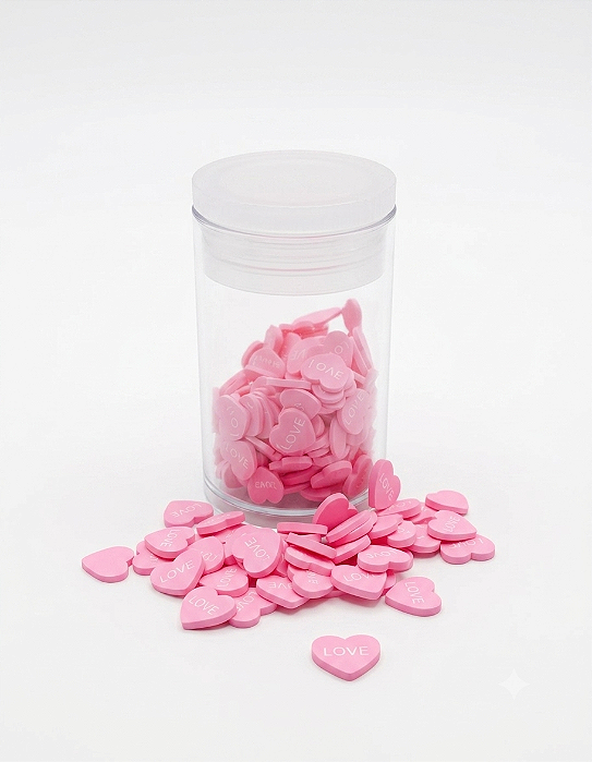 Mini Apliques Biscuit Coração Love Rosa Enfeite para Laços, Artesanato RO.151243