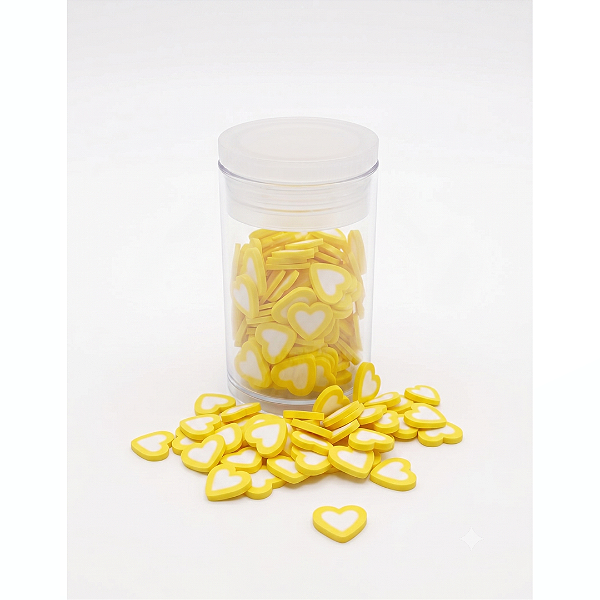 Mini Apliques Biscuit Coração Amarelo Enfeite para Laços, Artesanato RO.151243