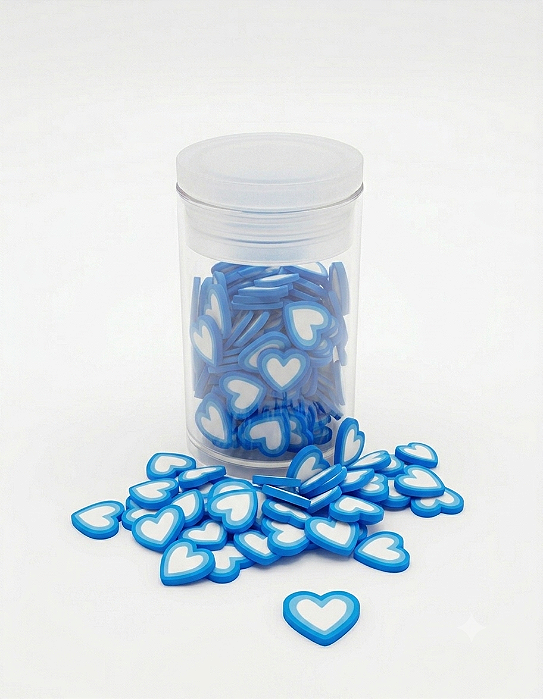 Mini Apliques Biscuit Coração Azul Enfeite para Laços, Artesanato RO.151243