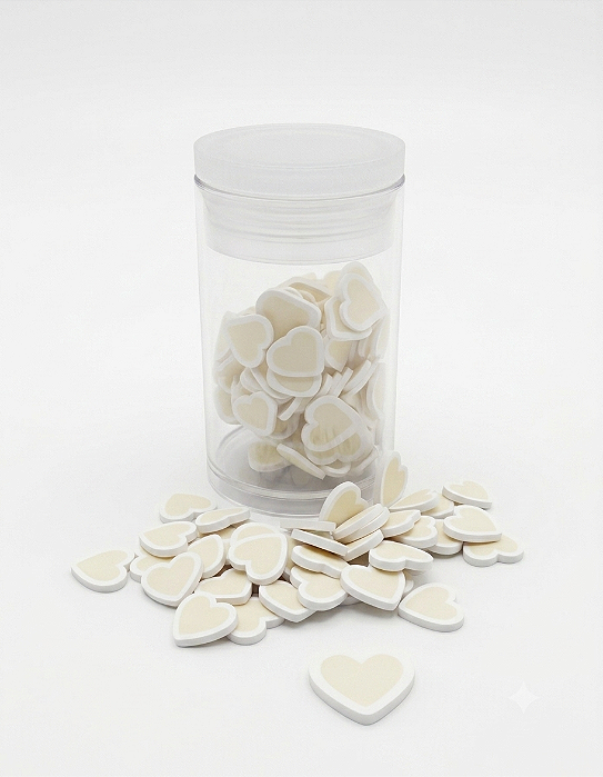 Mini Apliques Biscuit Coração Branco Enfeite para Laços, Artesanato RO.151243
