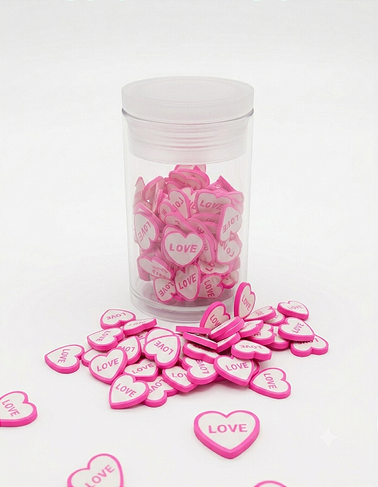 Mini Apliques Biscuit Coração love Pink Enfeite para Laços, Artesanato RO.151243