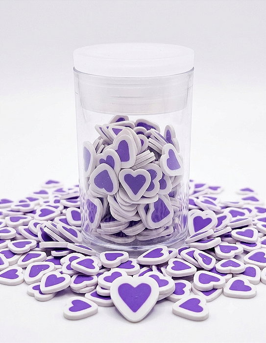 Mini Apliques Biscuit Coração Roxo Enfeite para Laços, Artesanato RO.151243