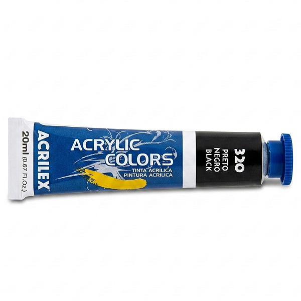 Tinta Acrílica Colors Acrilex 20ml Cor 320 Preto