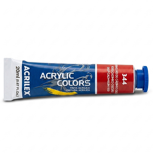 Tinta Acrílica Colors Acrilex 20ml Cor 344 Vermelho de Cadmio Escuro