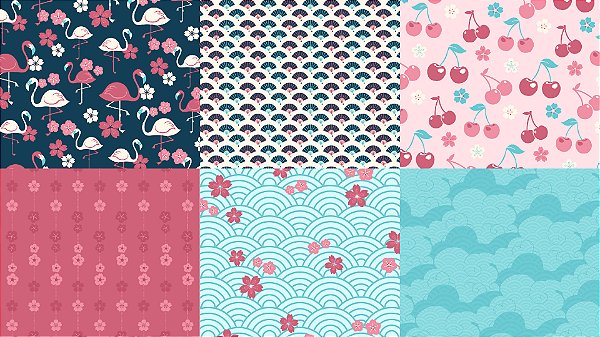 Papéis Digitais | Estampas Primavera Japonesa | ARQUIVO DIGITAL