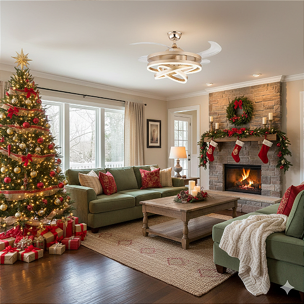 VENTILADOR LUSTRE RETRÁTIL LED CONTROLE REMOTO