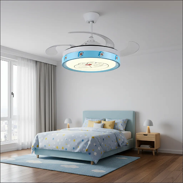 VENTILADOR DE TETO RETRÁTIL INFANTIL LED BLUETOOTH GATO