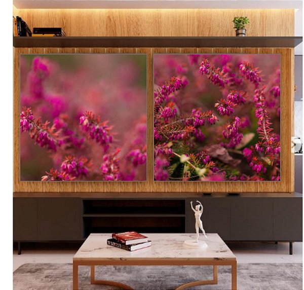 Conjunto de 2 quadros - Natureza em tons de rosa - Série Botanic