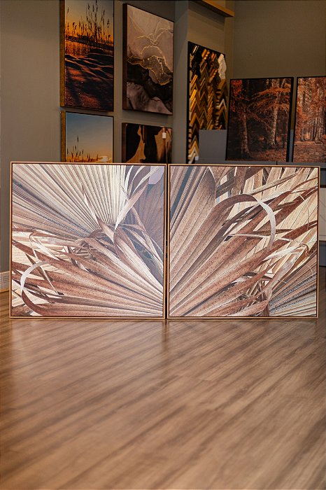 Conjunto com 2 quadros em tela canvas medindo 90cmx90cm cada